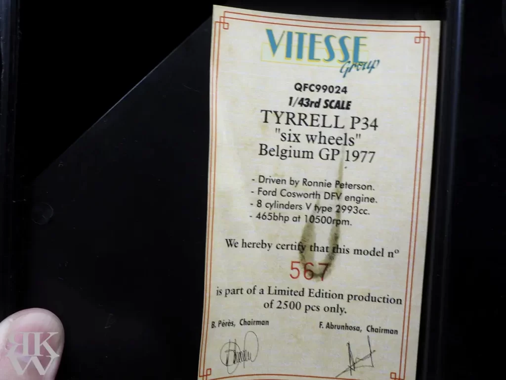 カルツォ 1/43 ティレル P34 ロニー・ピーターソン 後ろ
