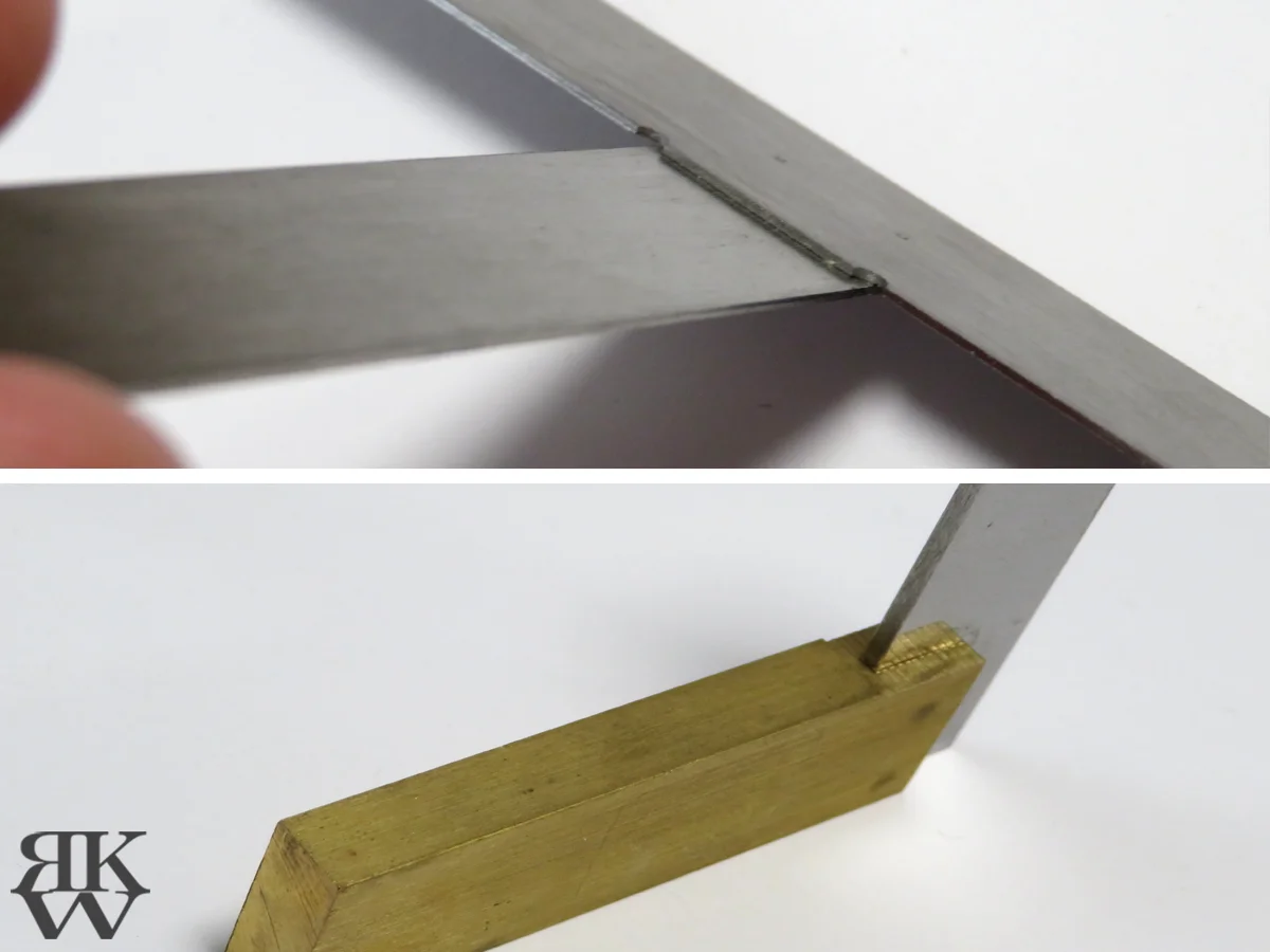 プラモデル製作で使用している工具、 T型定規とスコヤの違い